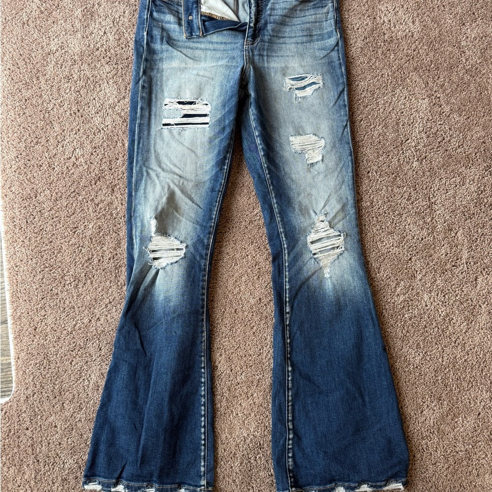 Parker Blue Distressed Flare Jeans